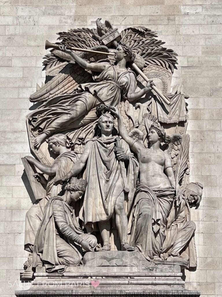 Napoleon on one of the pillars of the Arc de Triomphe